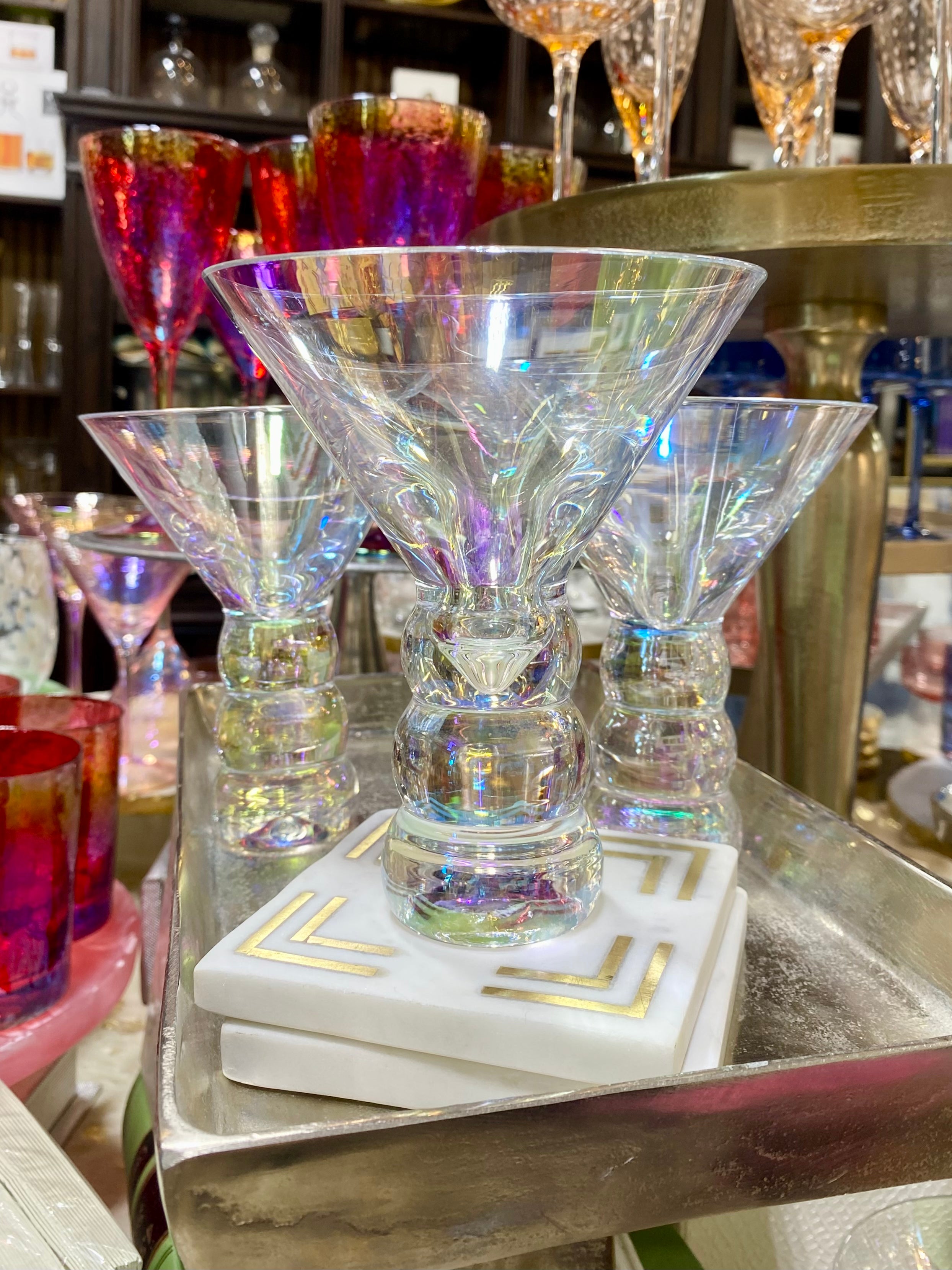 Short Iridescent Martini Glass