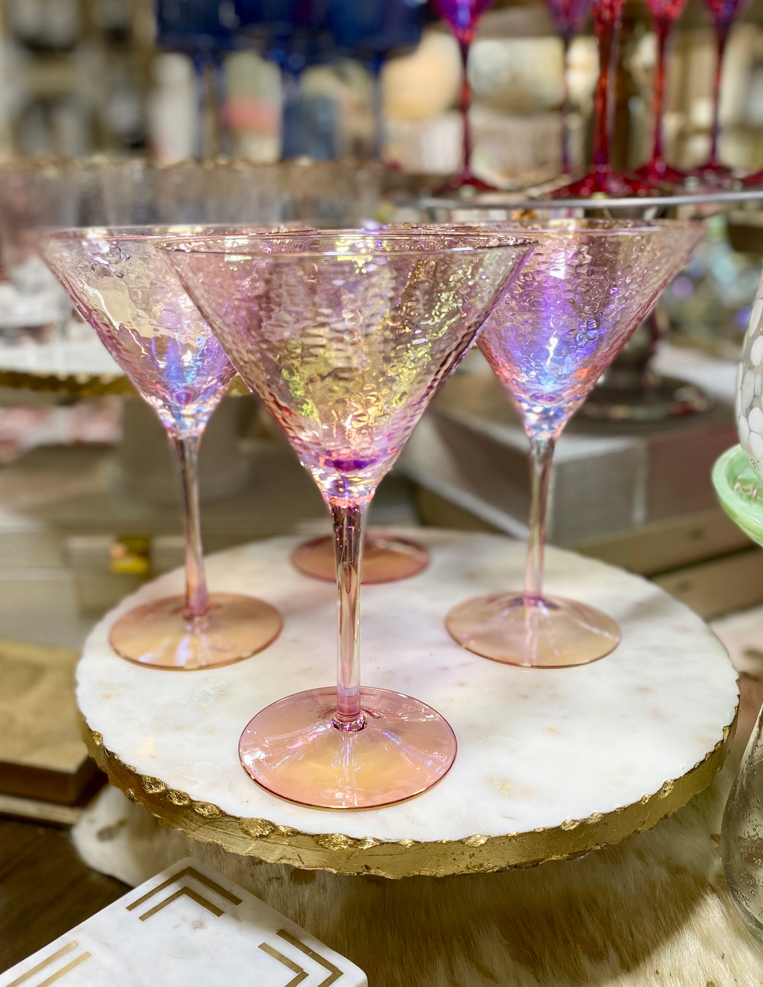 Pink Luster Martini Glass