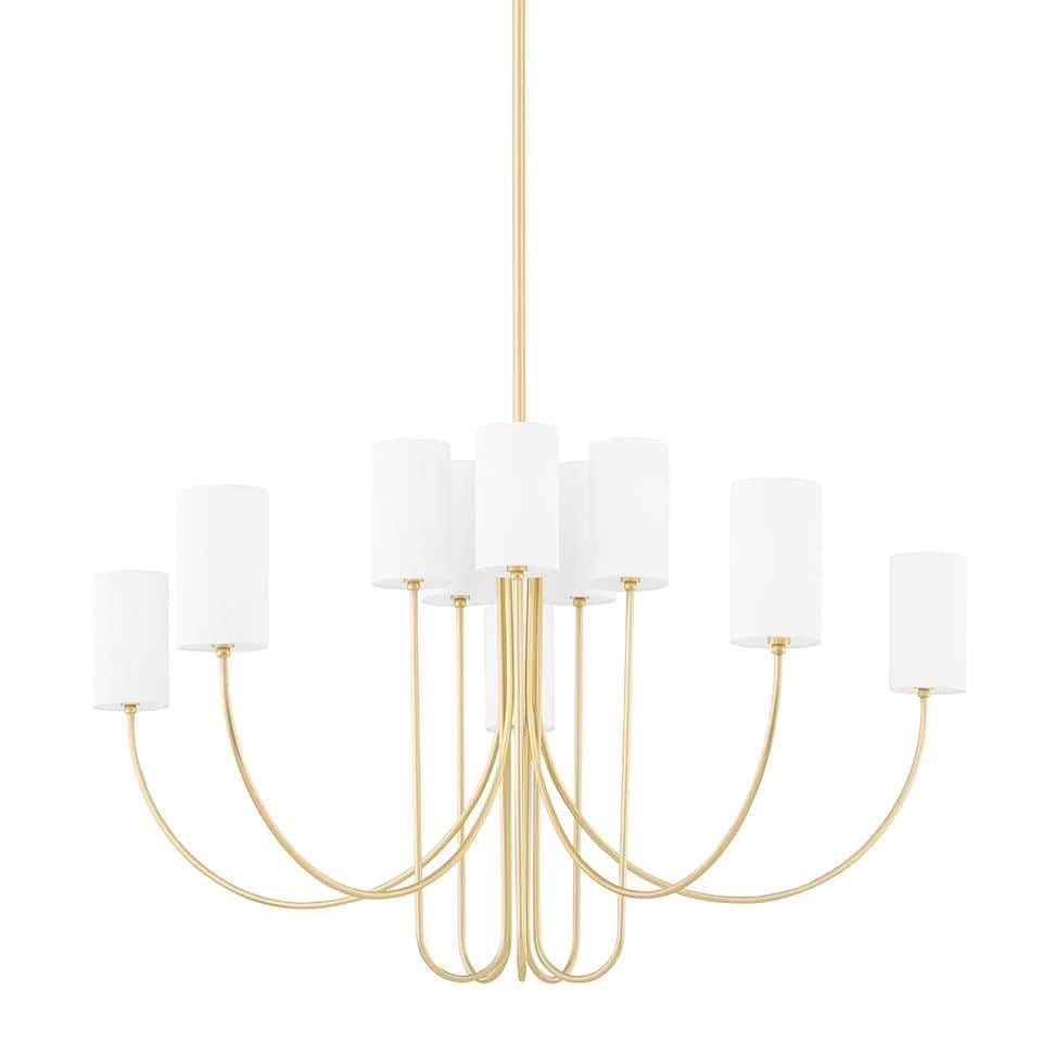 10 Light Gold Chandelier with Shades
