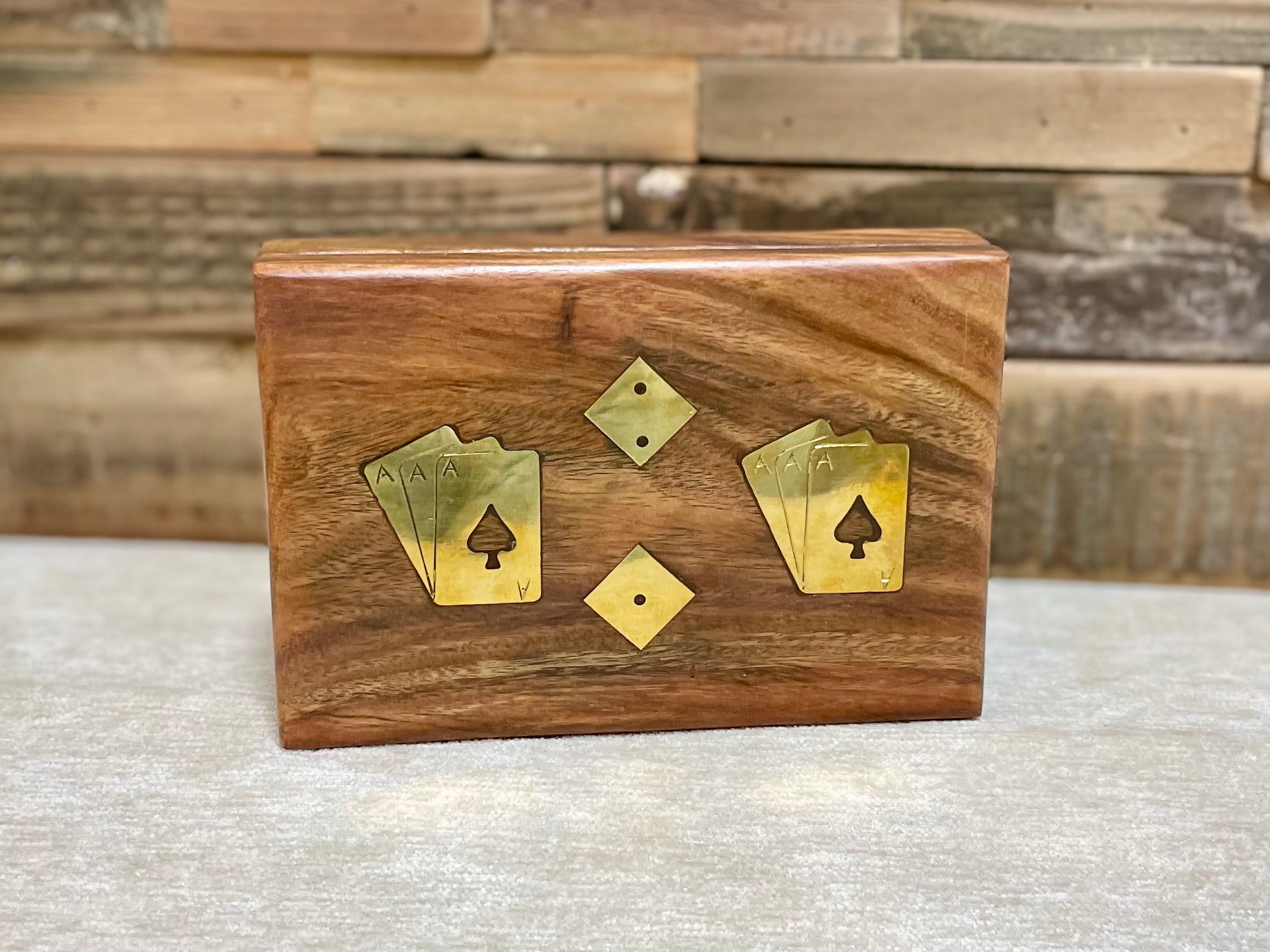 Wooden Card and Dice Holder