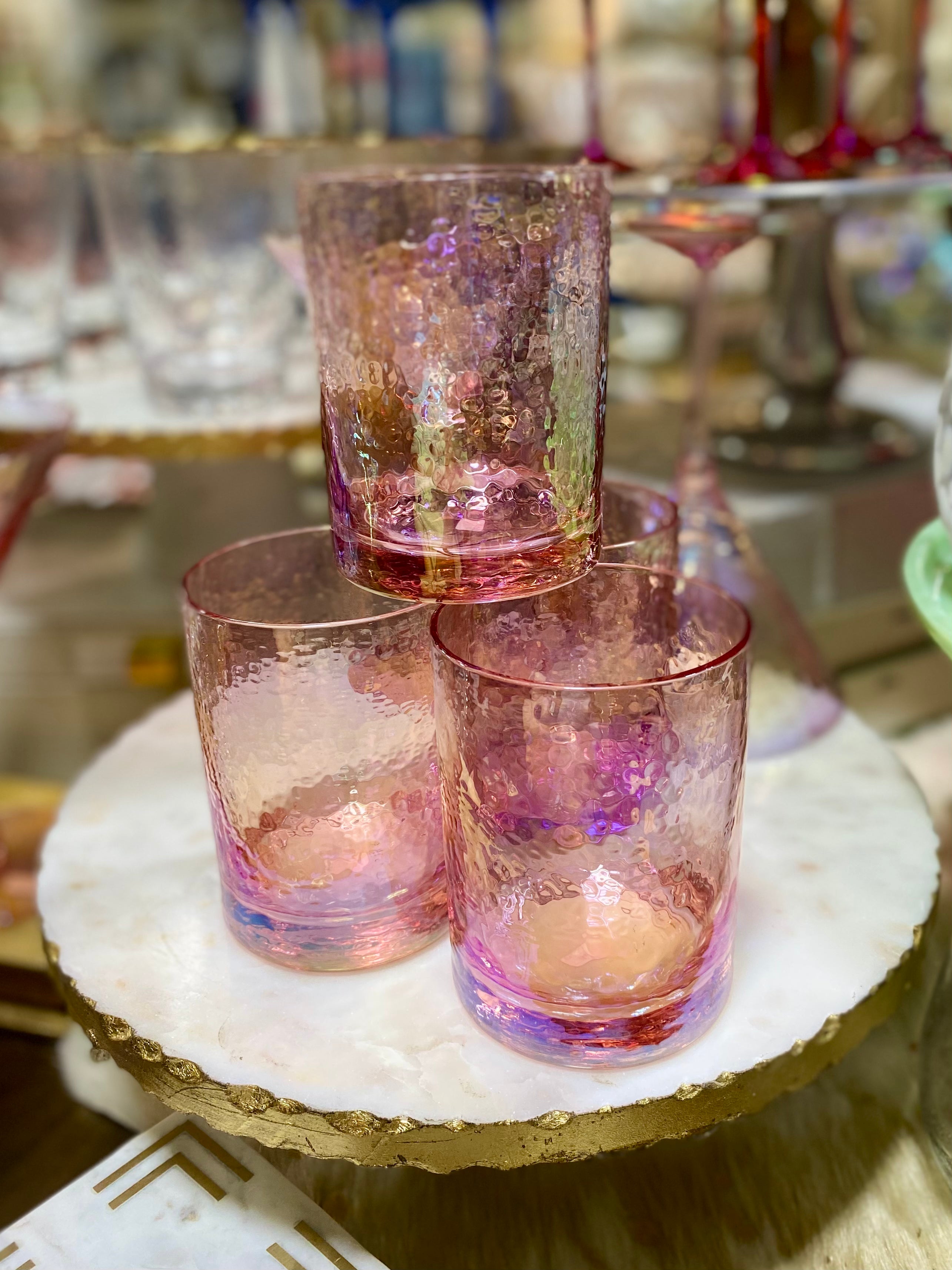 Short Pink Luster Glass