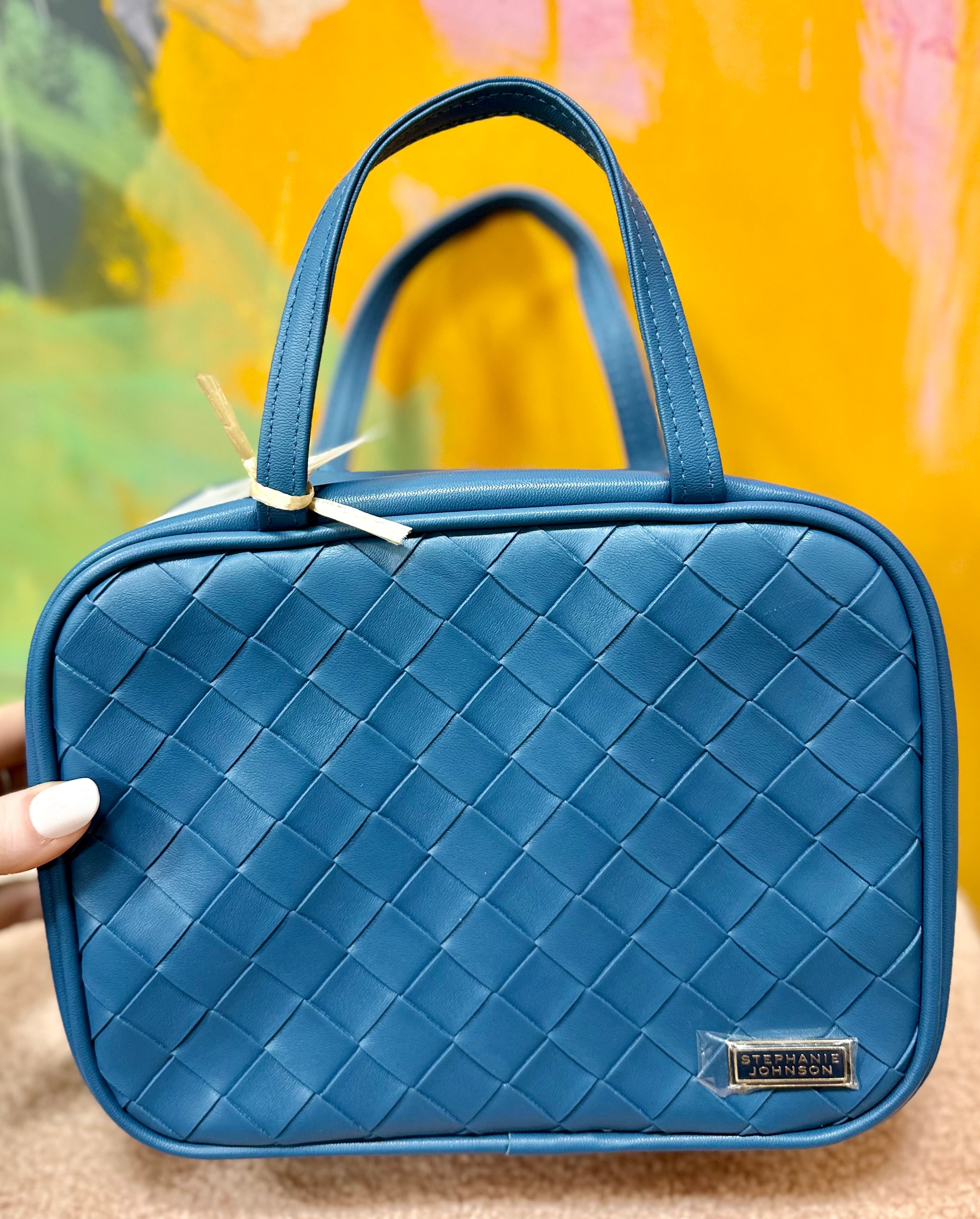 Blue Leather Travel Bag