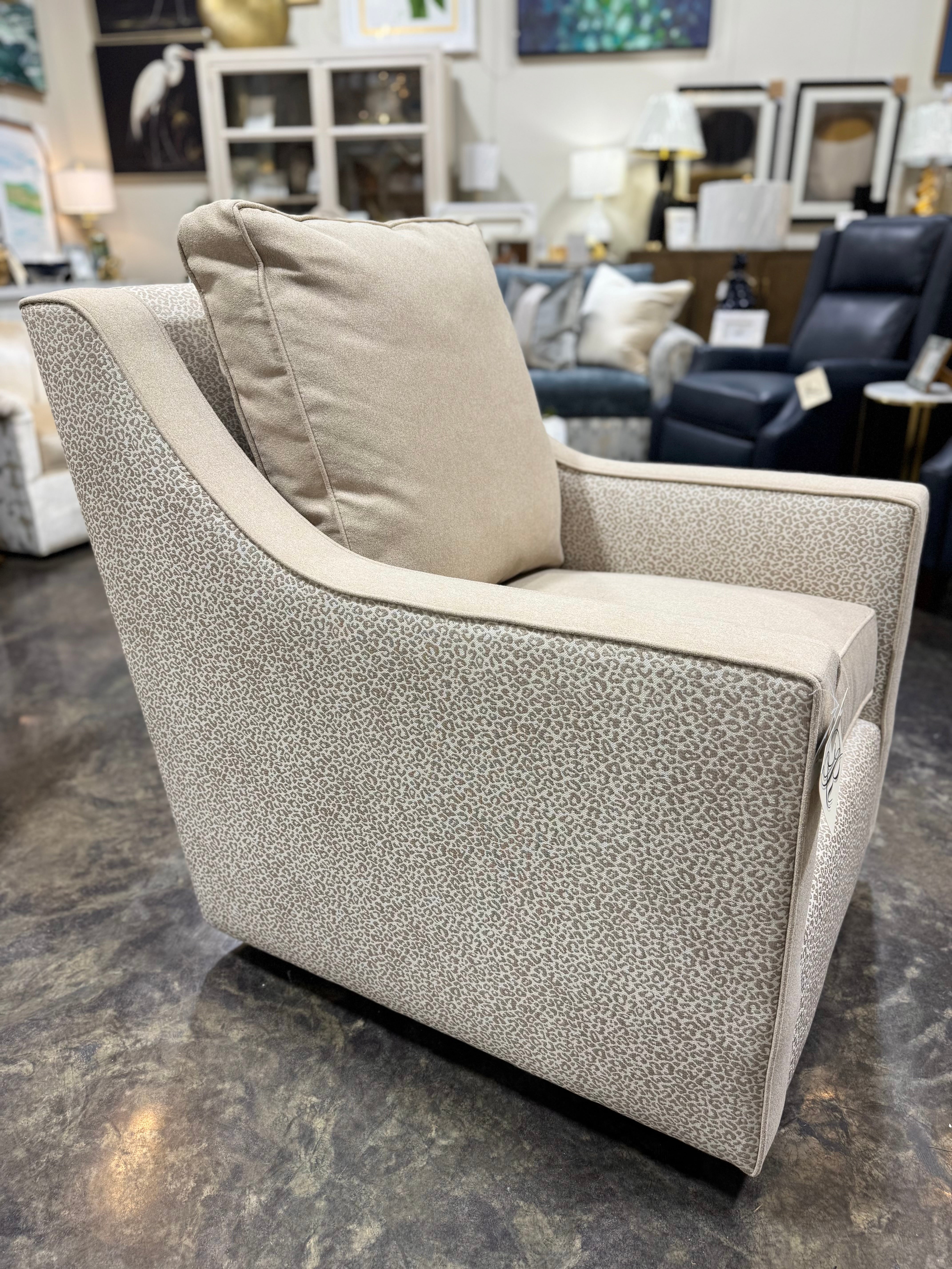 Cream Animal Print Swivel Chairs