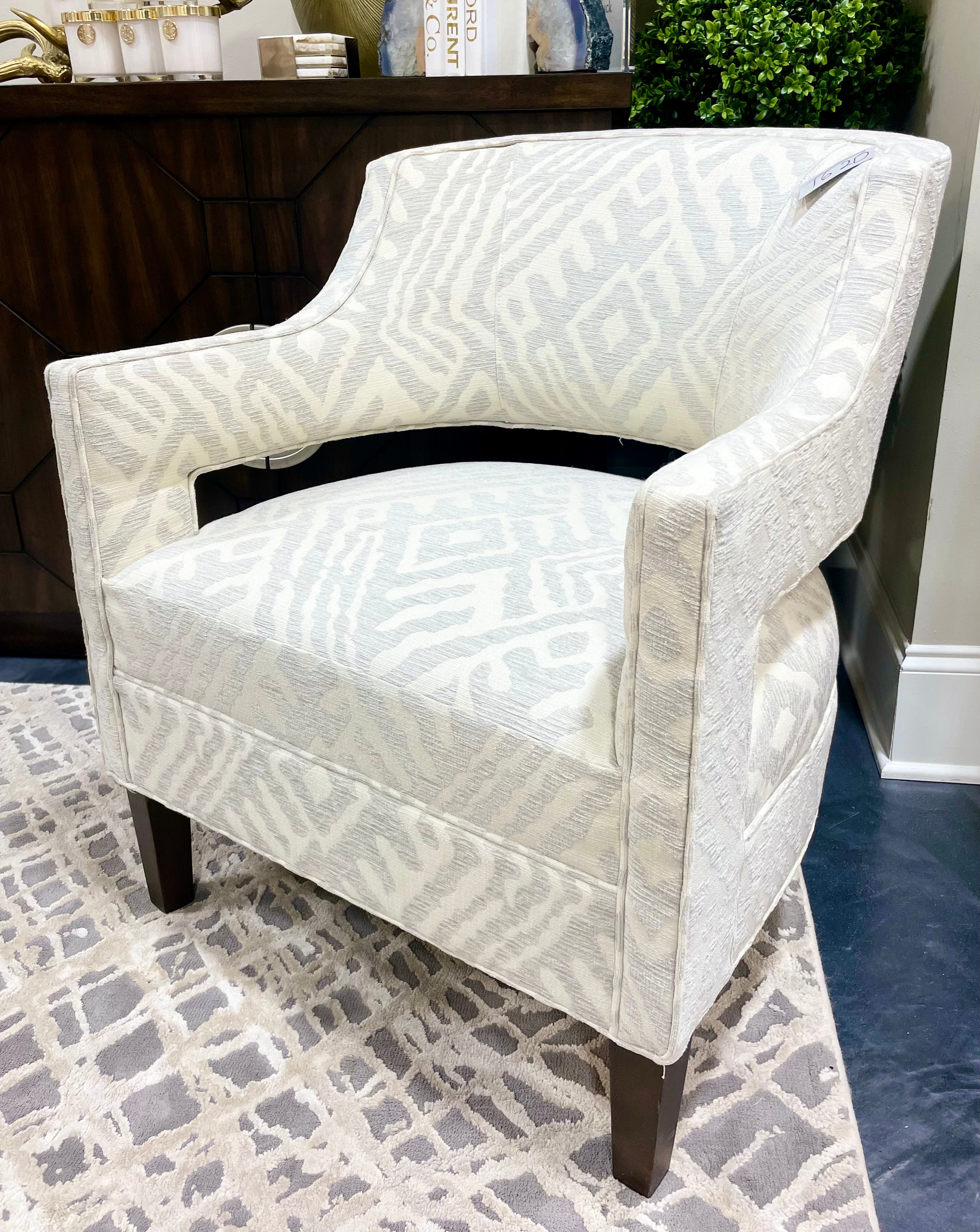 Fairfield Gray and White Print Chair