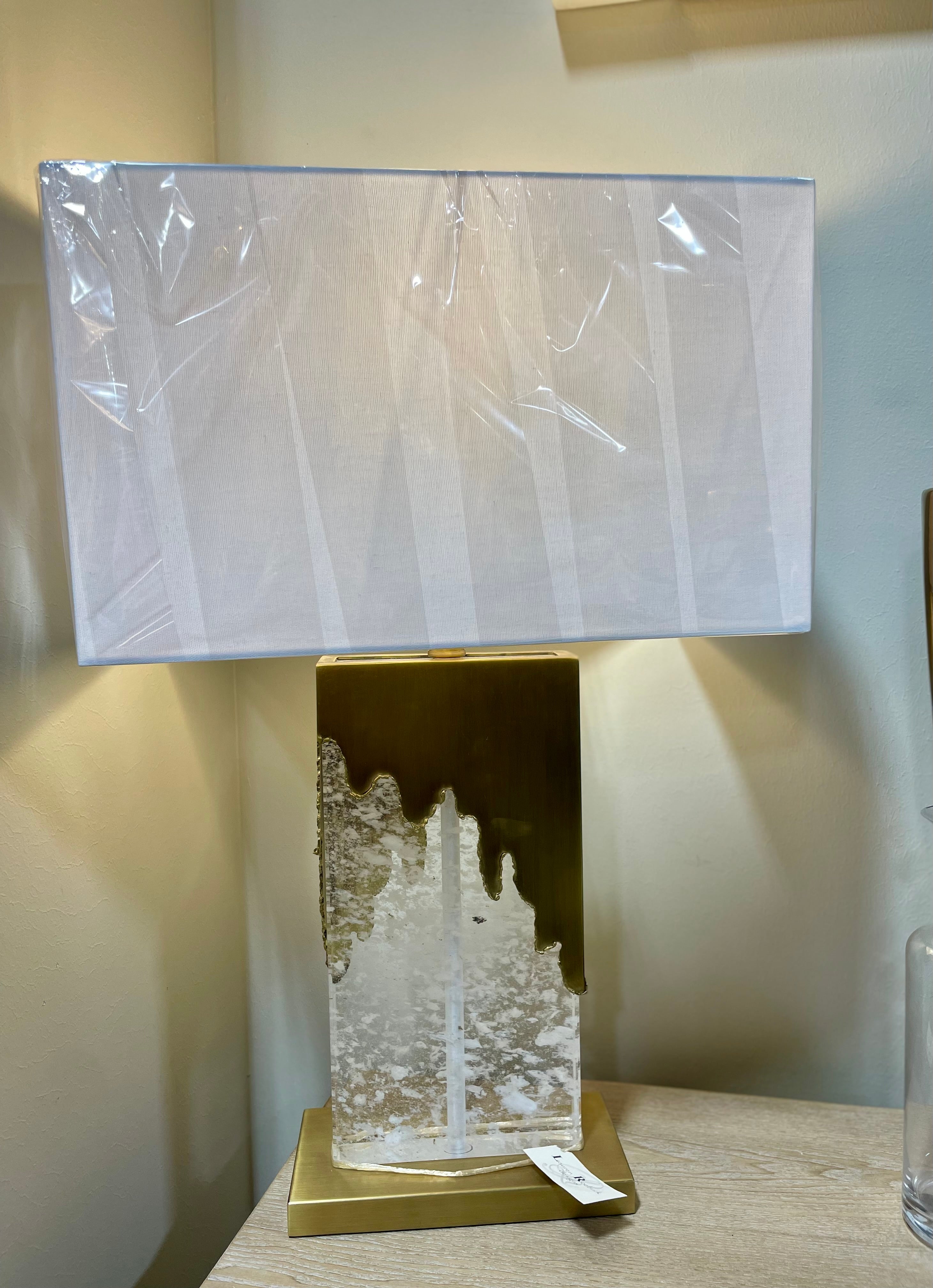 Clear Crystal and Gold Drip Table Lamp