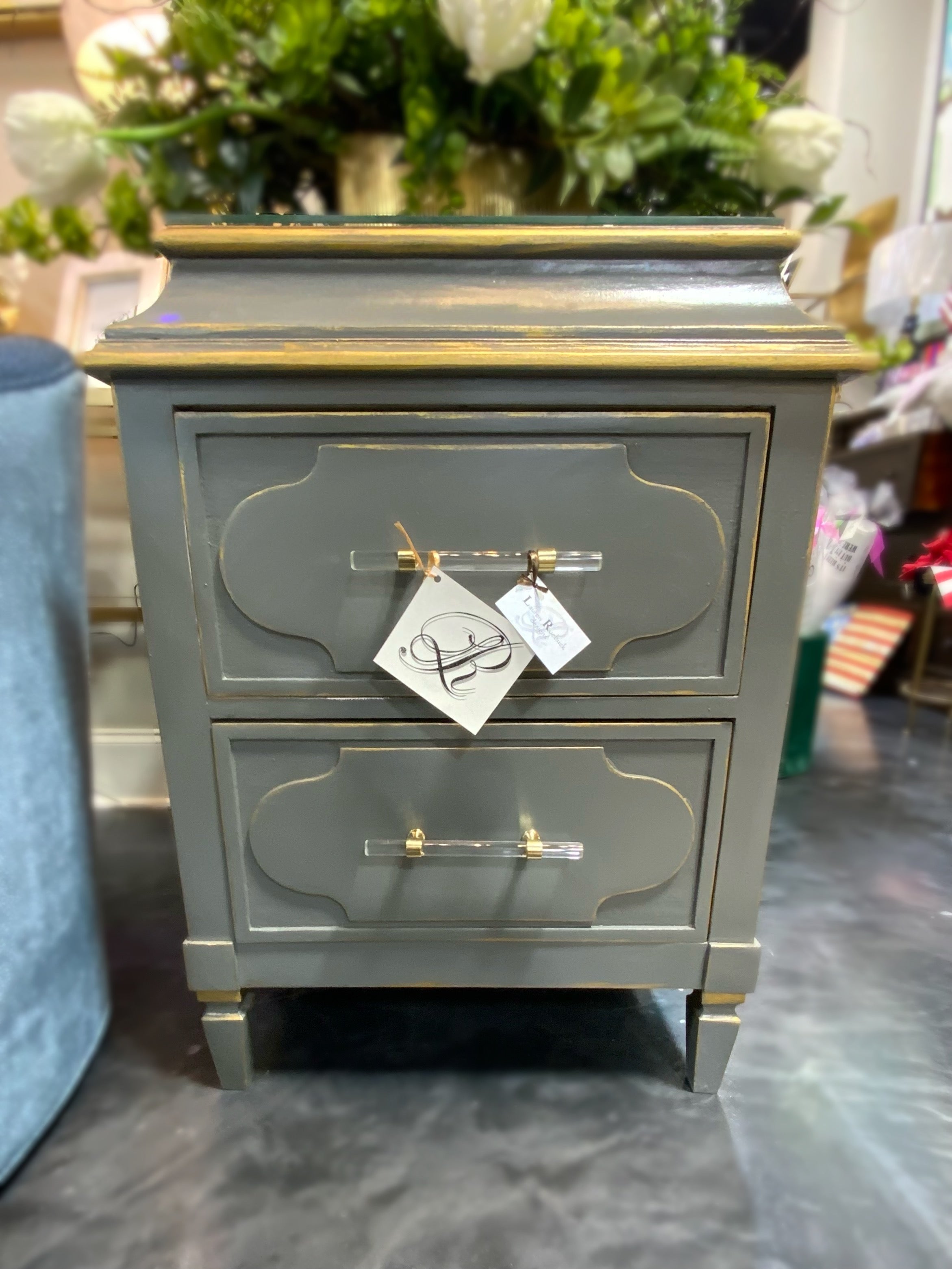 BG Industries dark Gray and Gold Nightstand