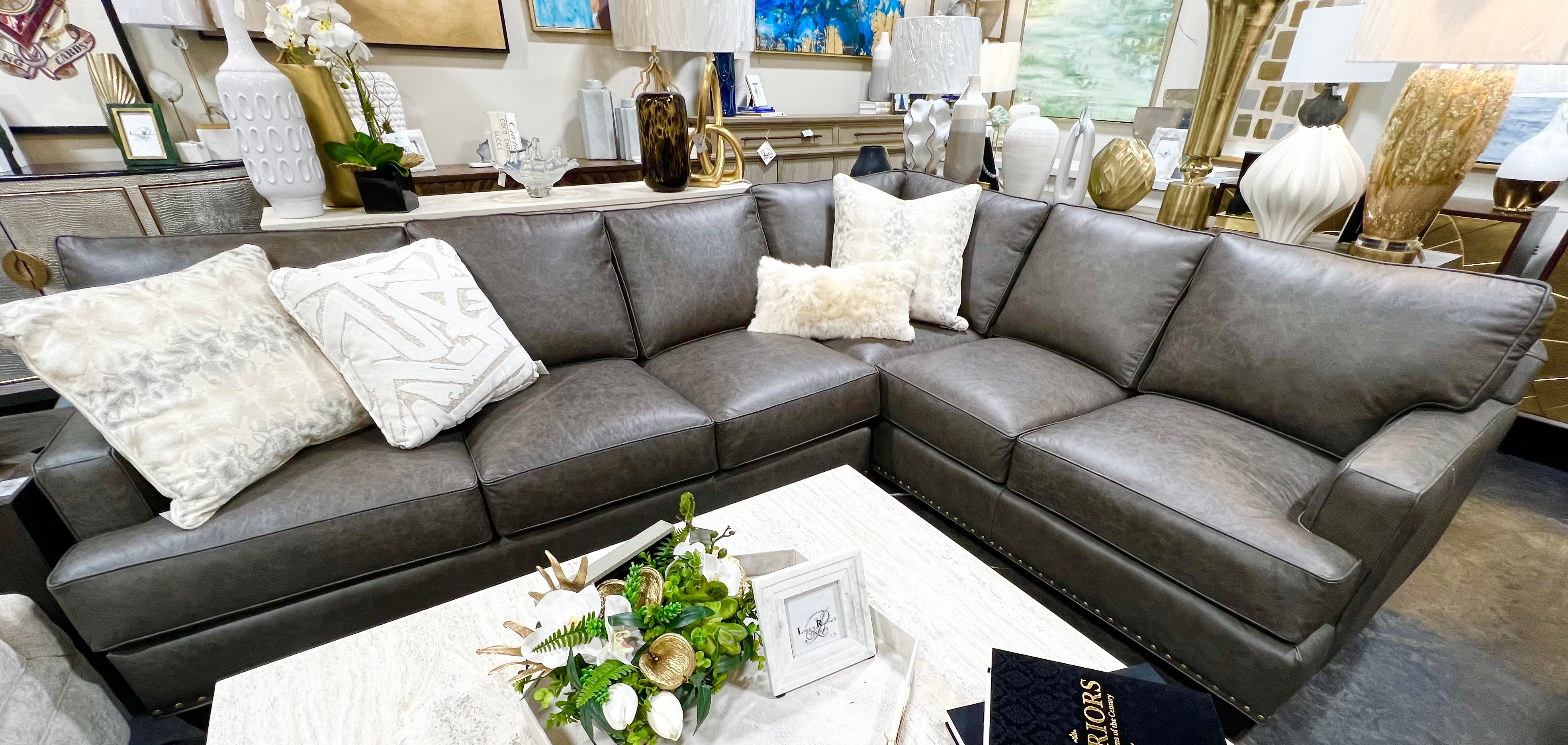 Gray Leather Sectional Sofa