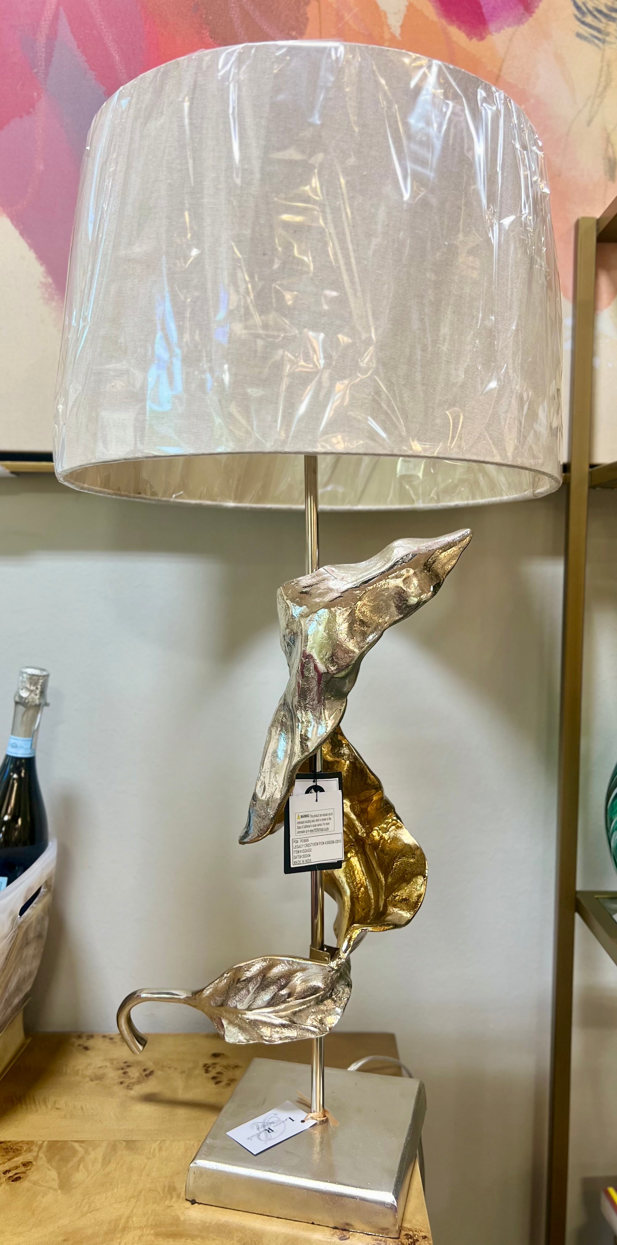 Gold and Silver Leaf Table Lamp