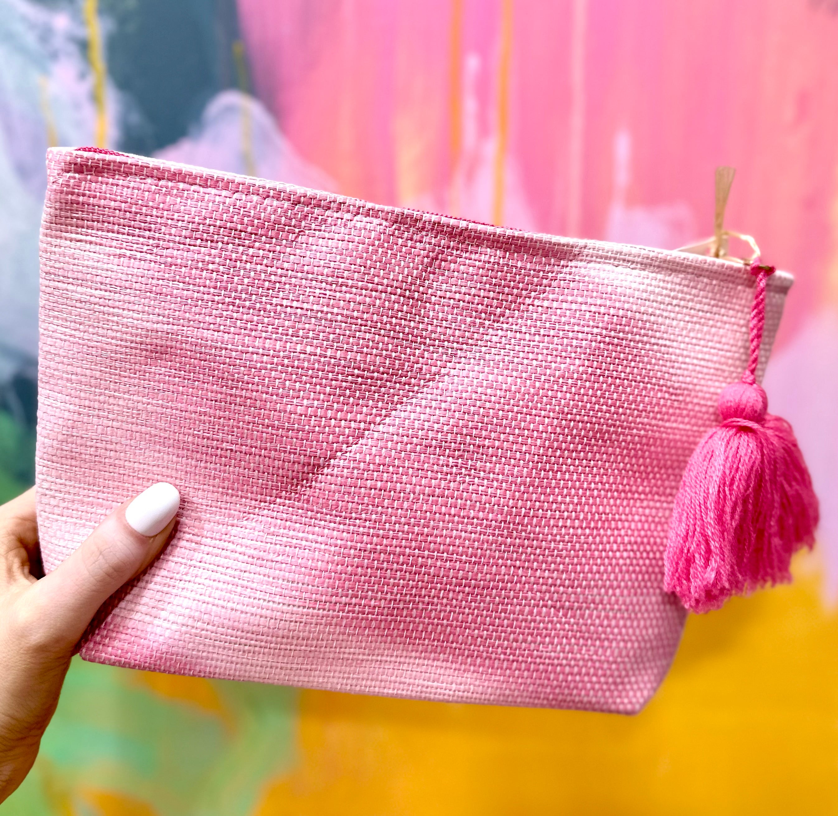 Pink beach essentials bag