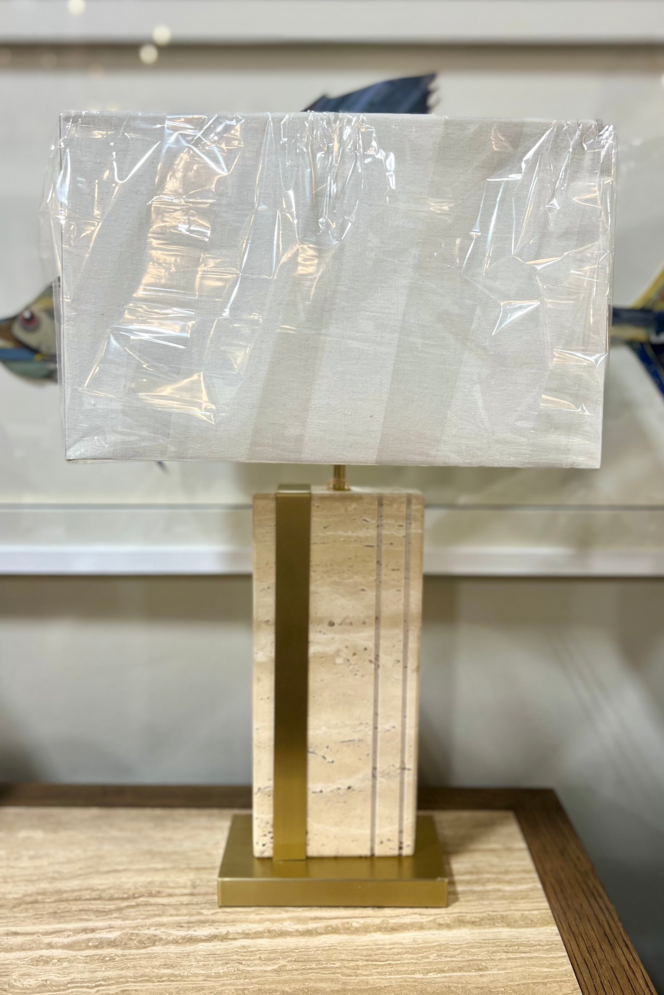 Gold Travertine Table Lamp