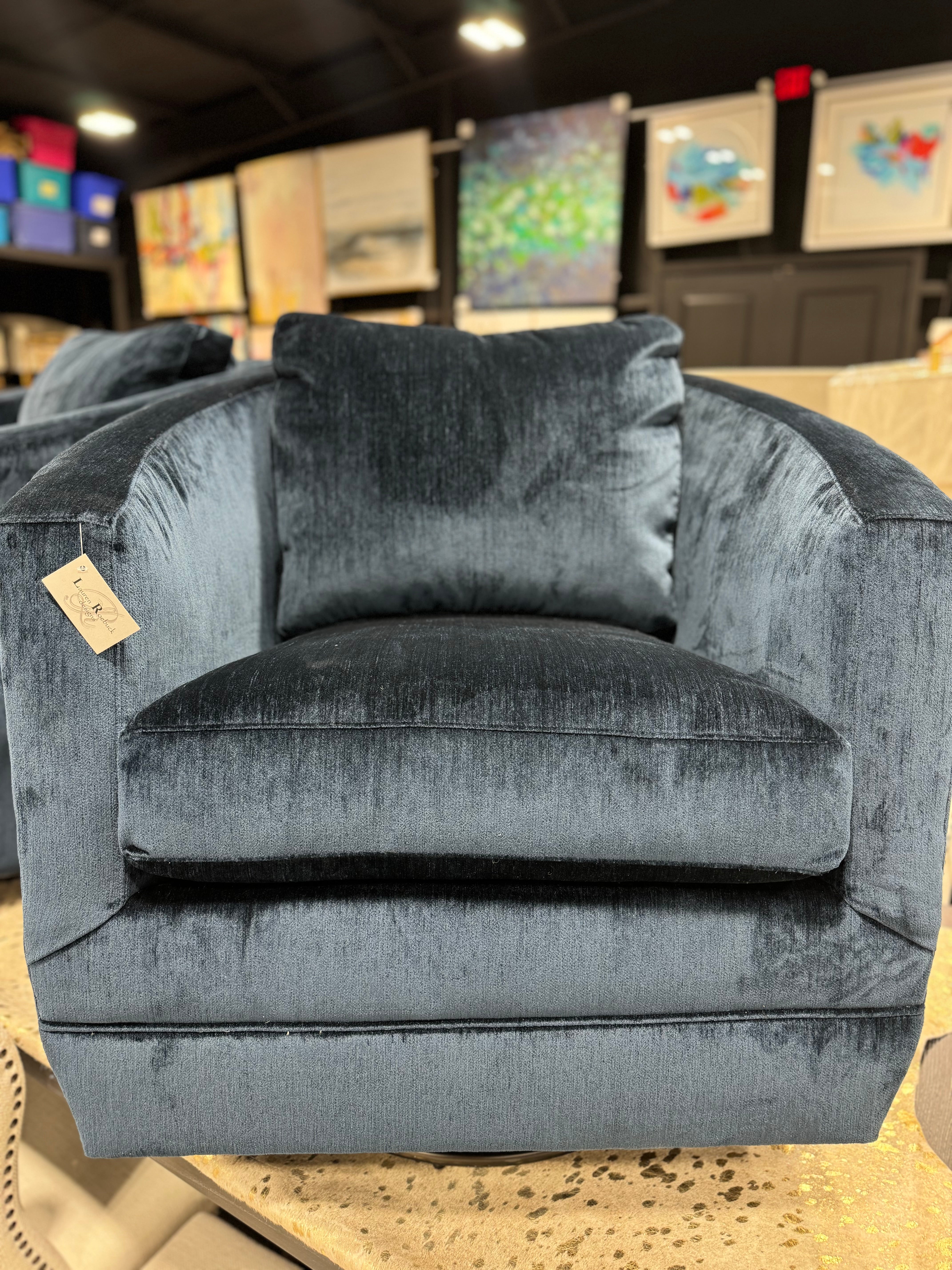 Craftmaster Navy Swivel Chair