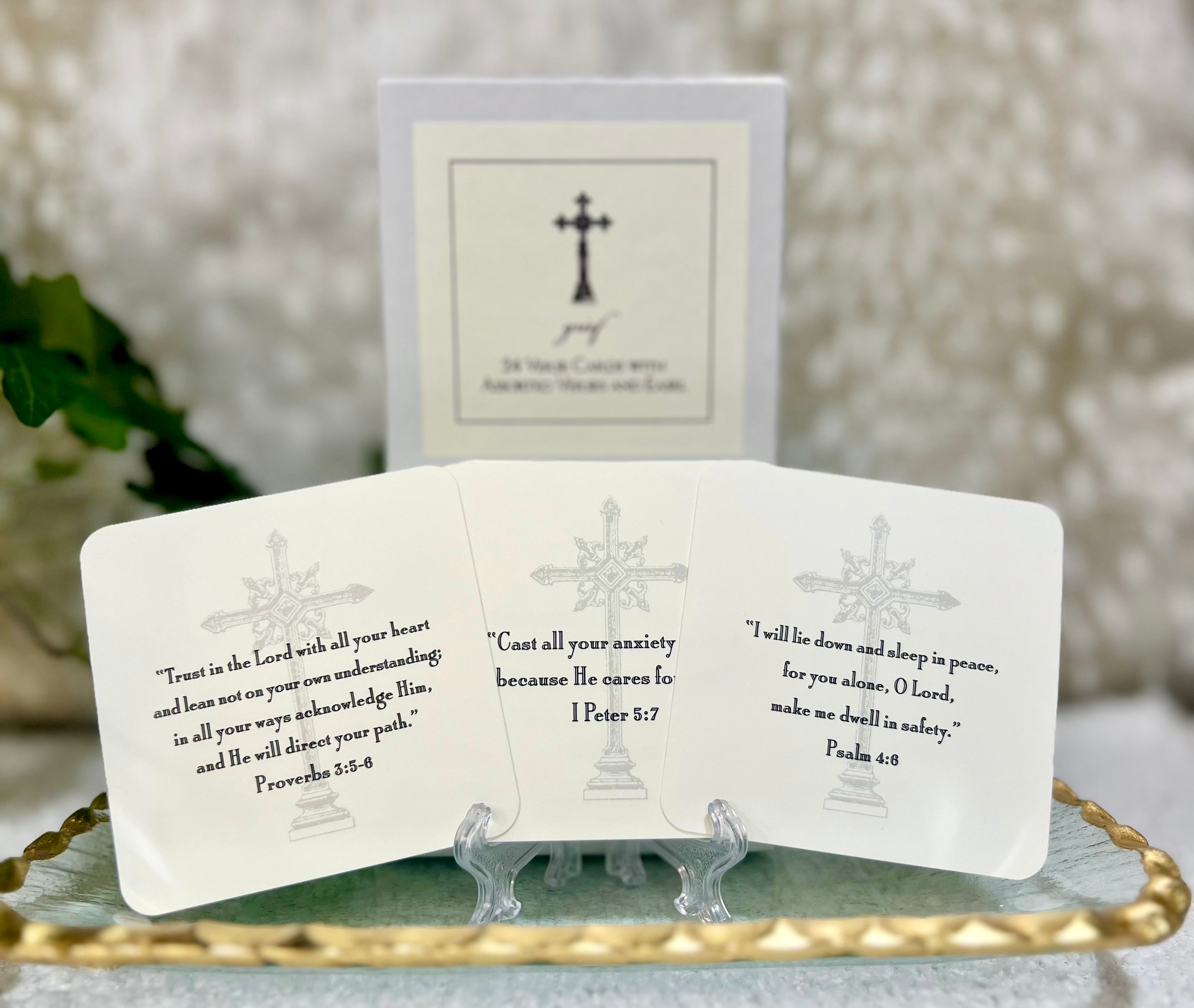 Grief scripture cards with small acrylic stand
