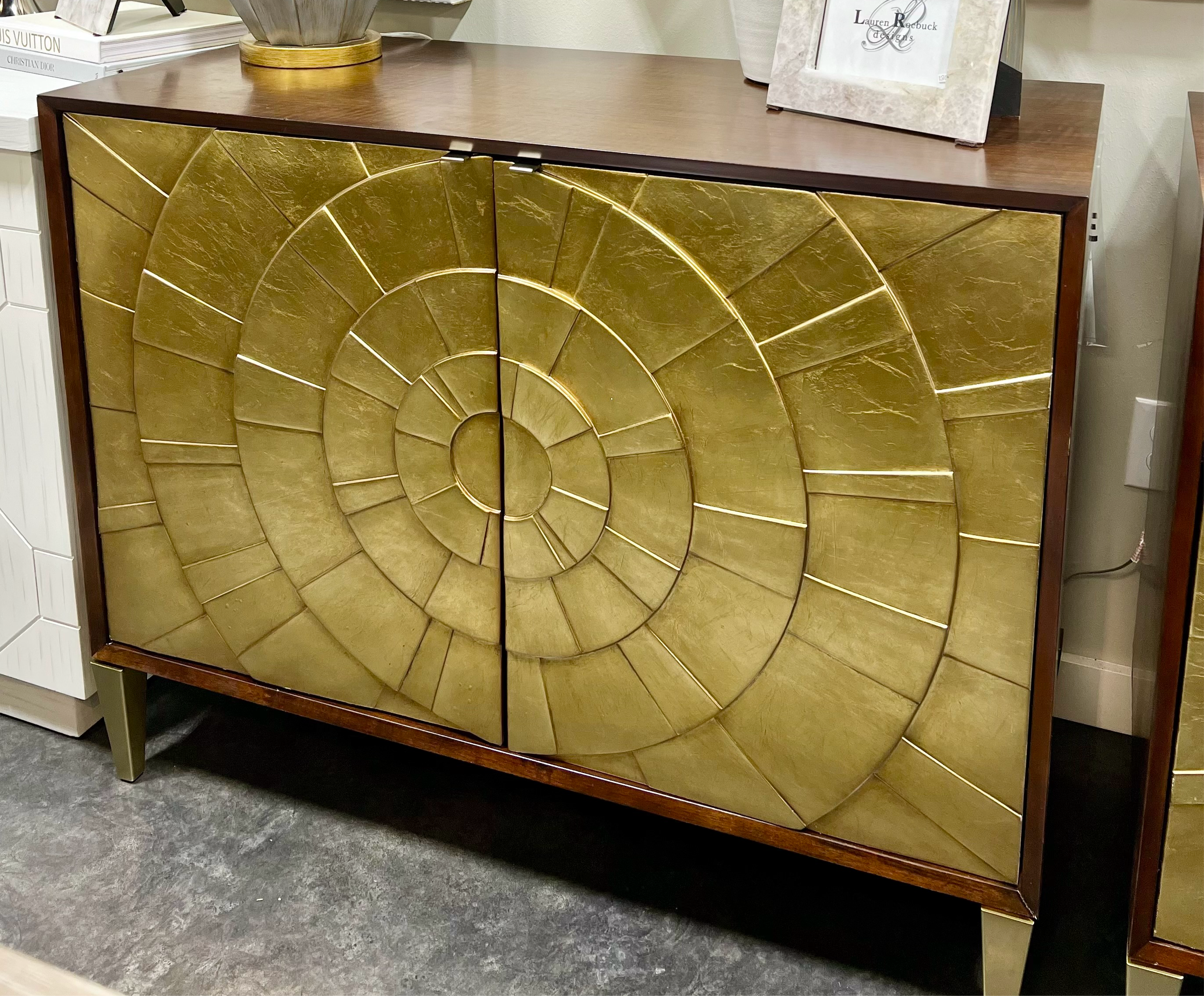 American Drew Gold and Brown Wood Credenza