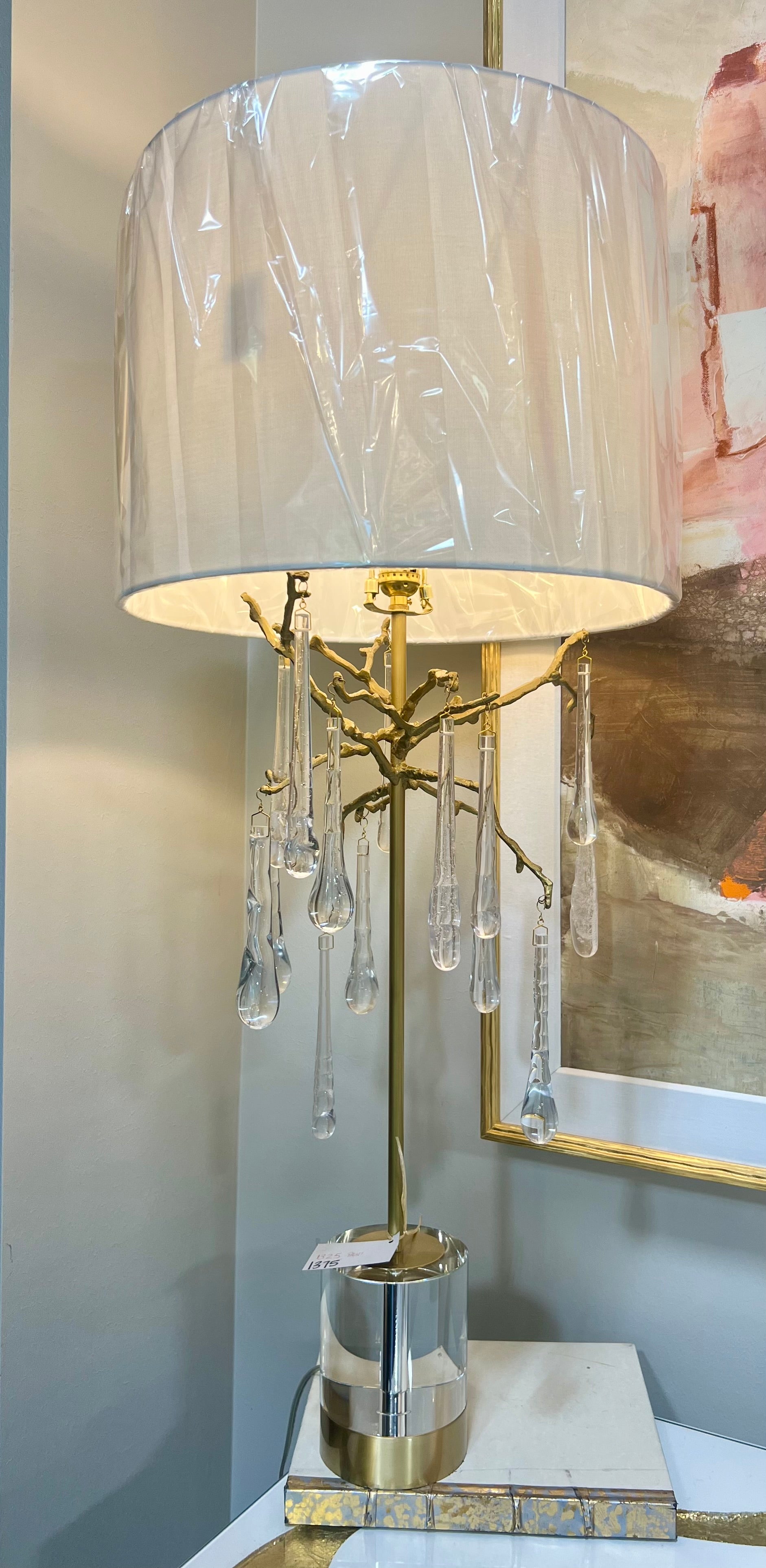 Gold table Lamp with Crystal Droplets
