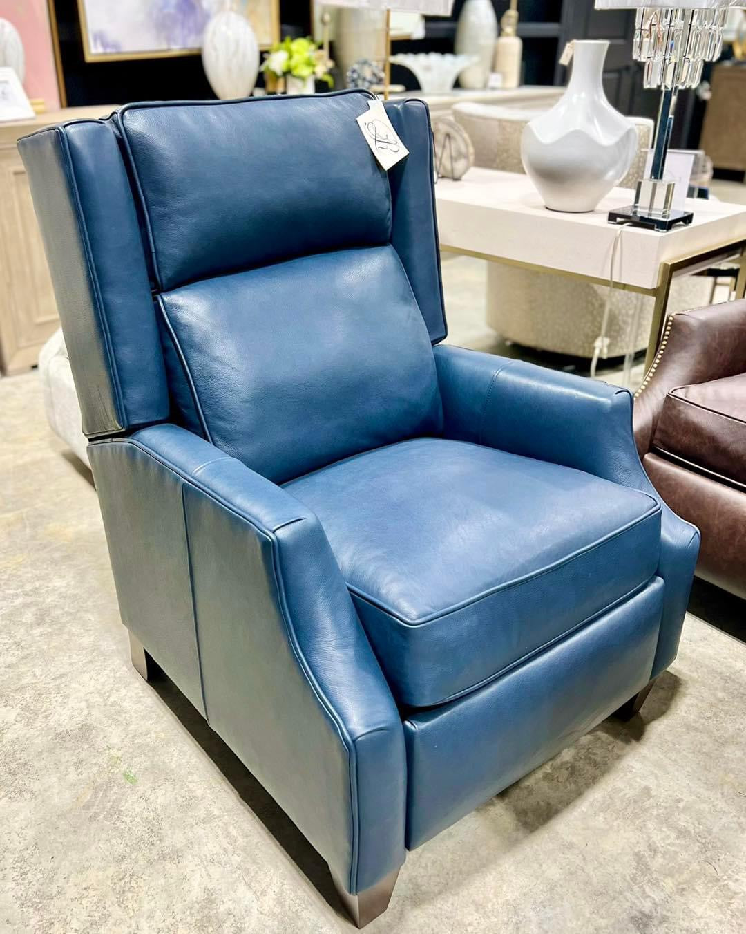 King Hickory Blue Leather Recliner