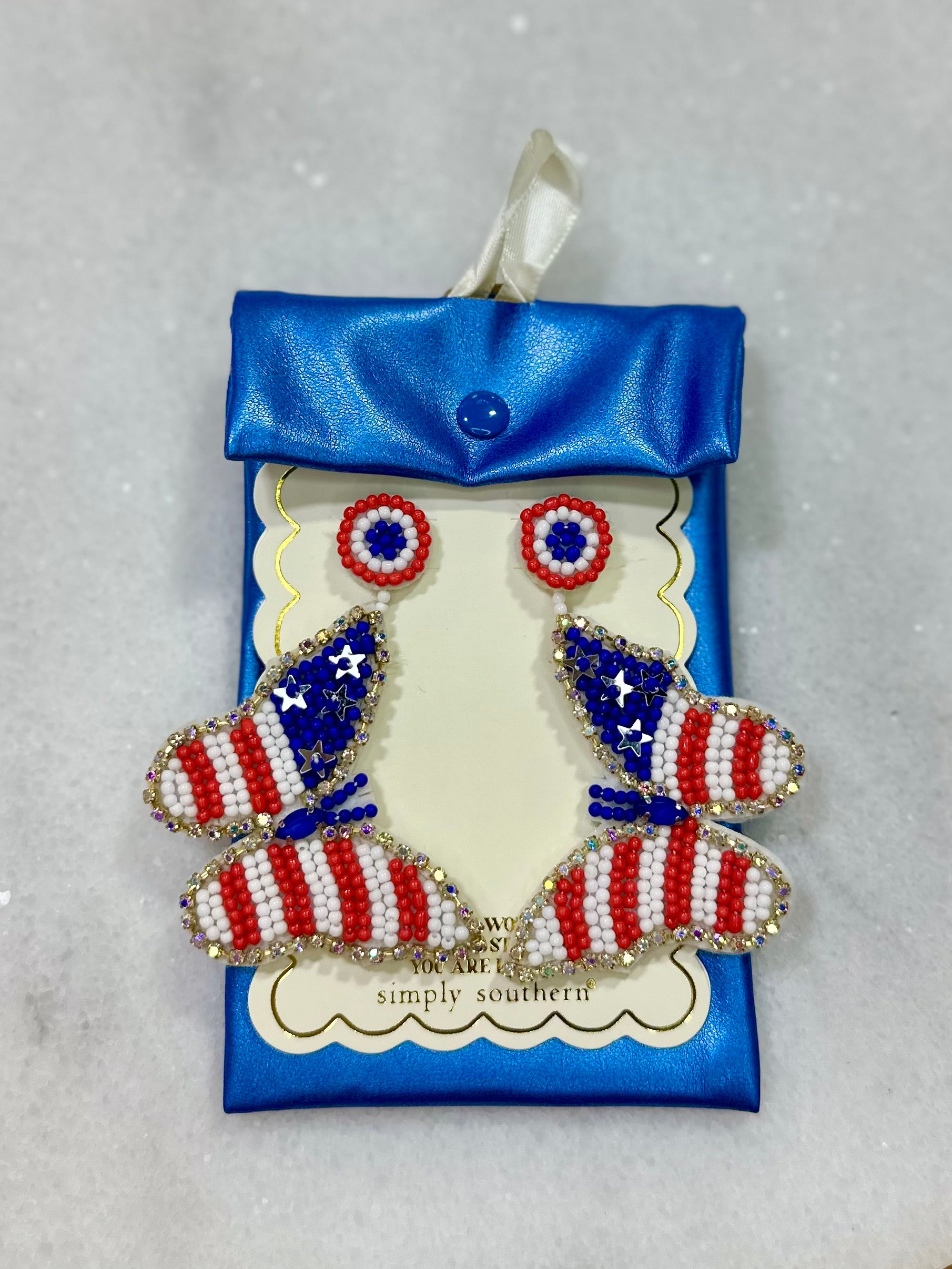 4th of July Butterfly dangly earrings