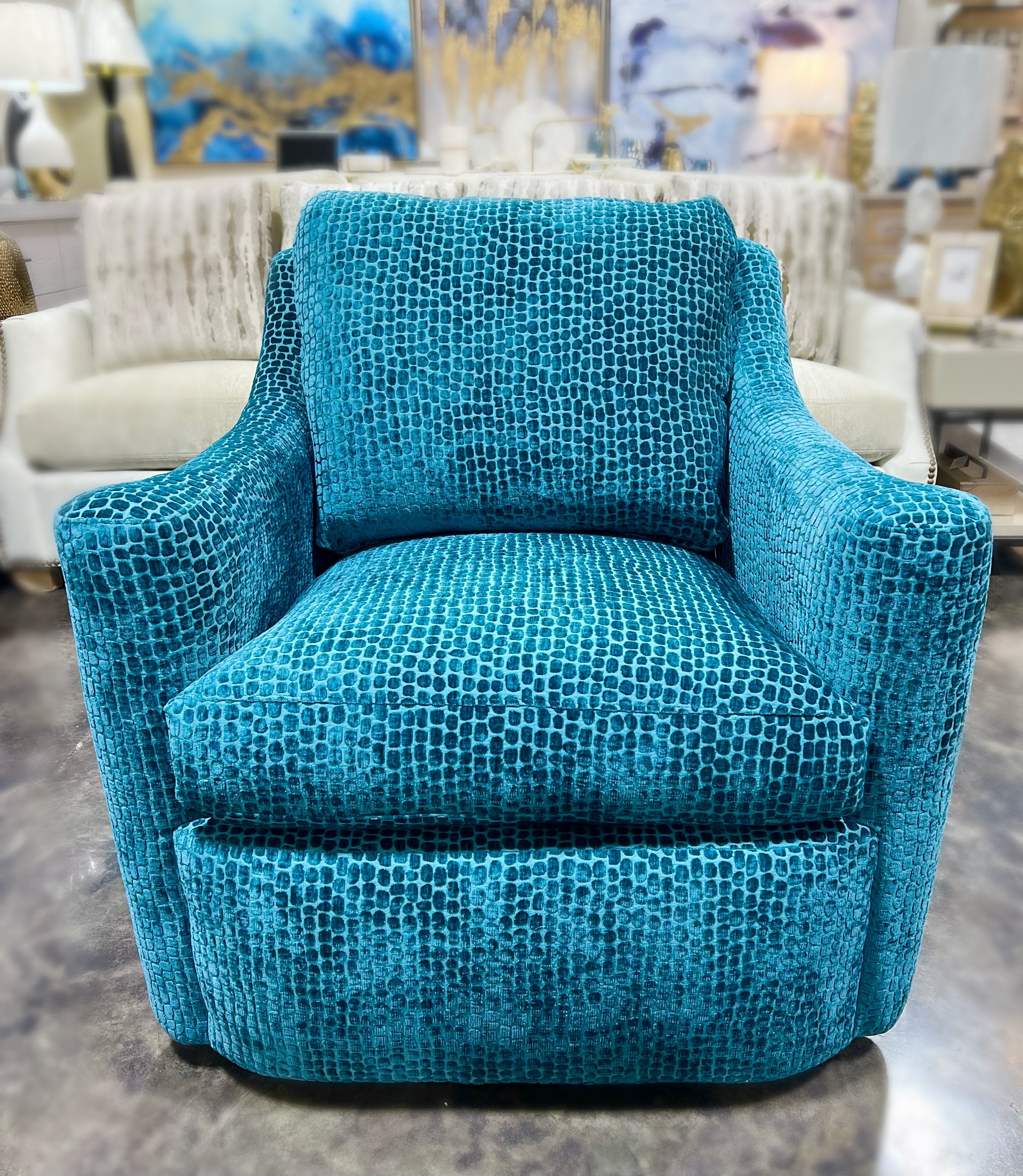 Craftmaster Turquoise Swivel Chairs