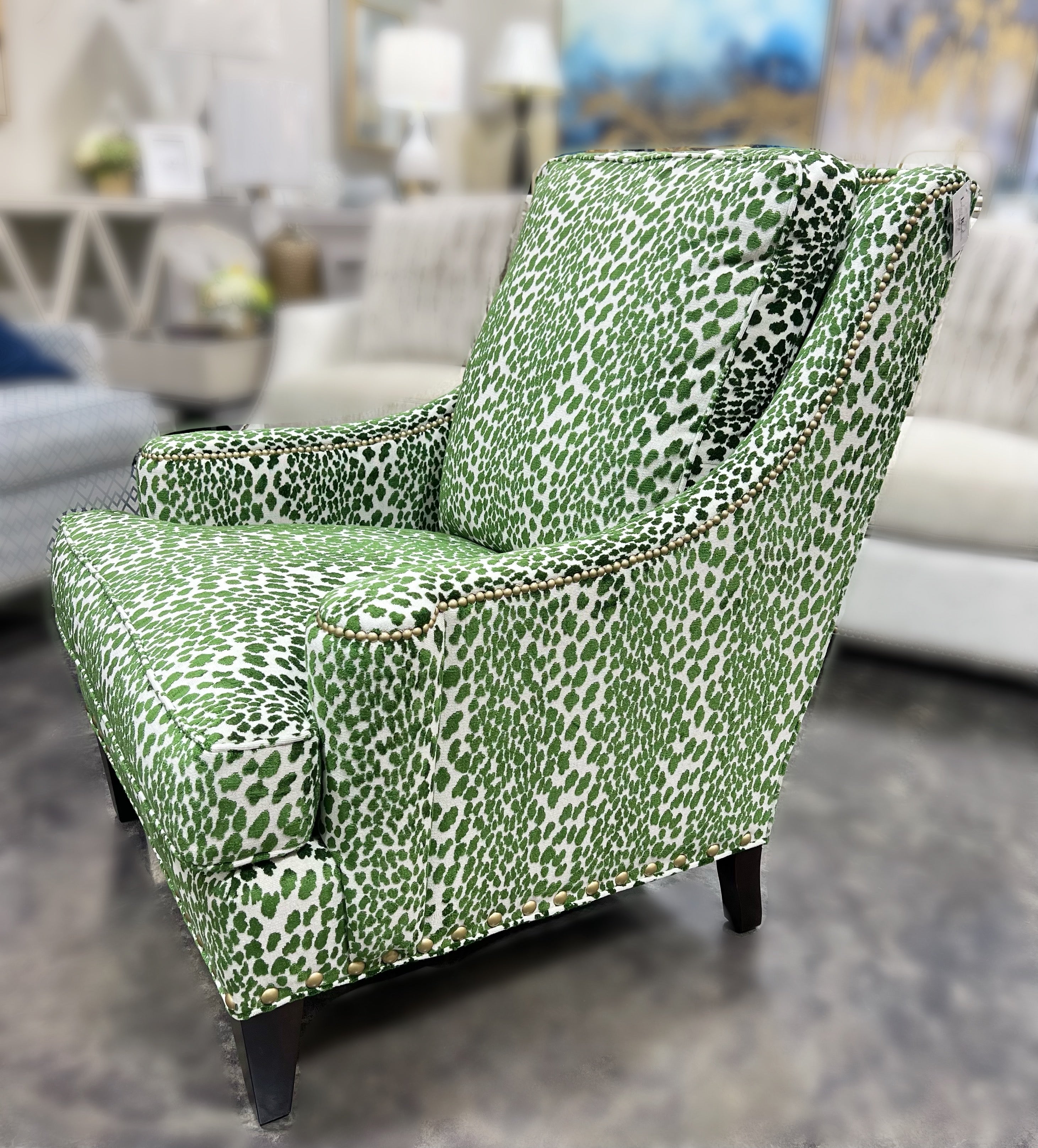 Sherrill Green Leopard Arm Chair