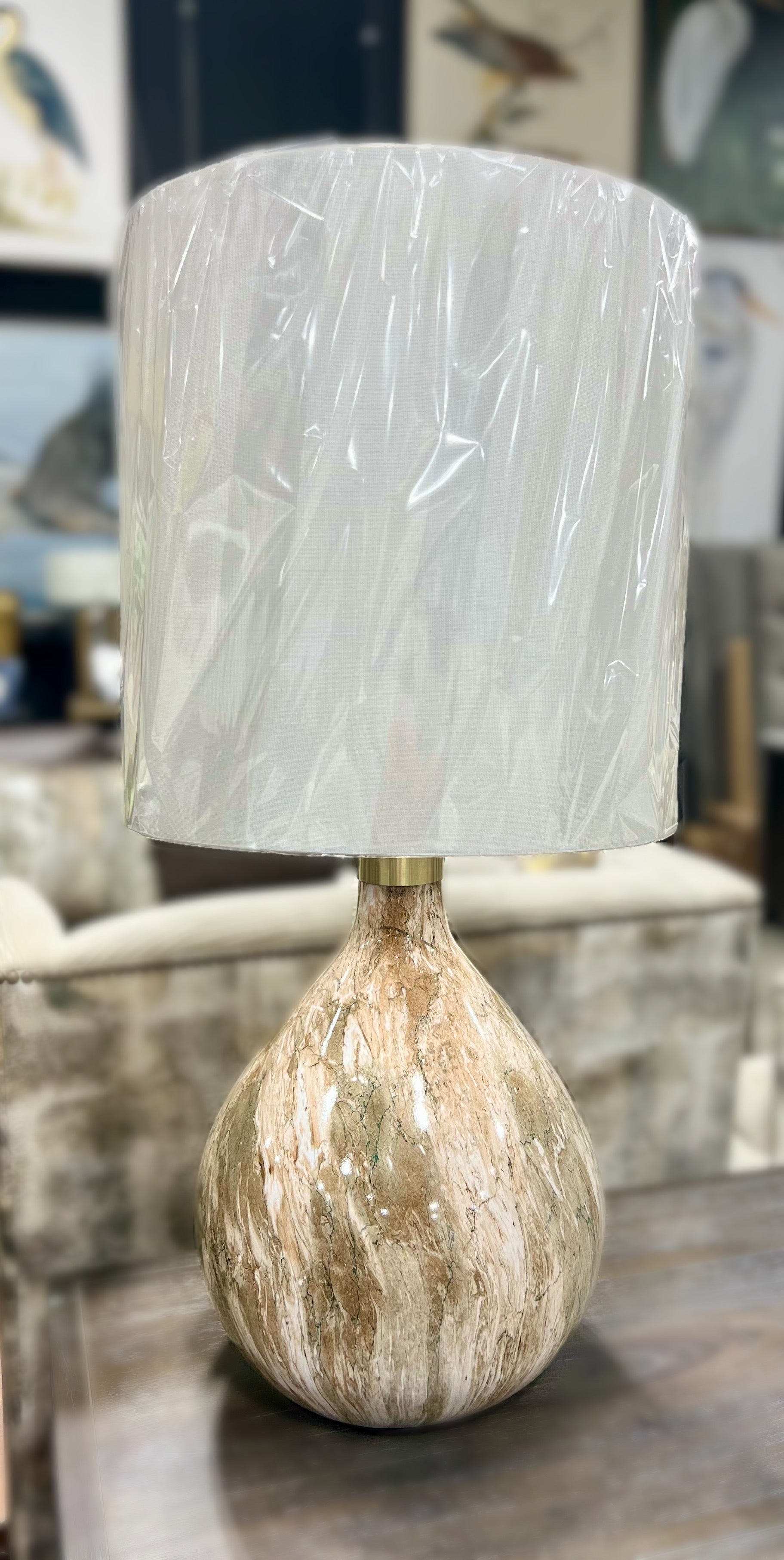 Marbled Green and Brown Table Lamp