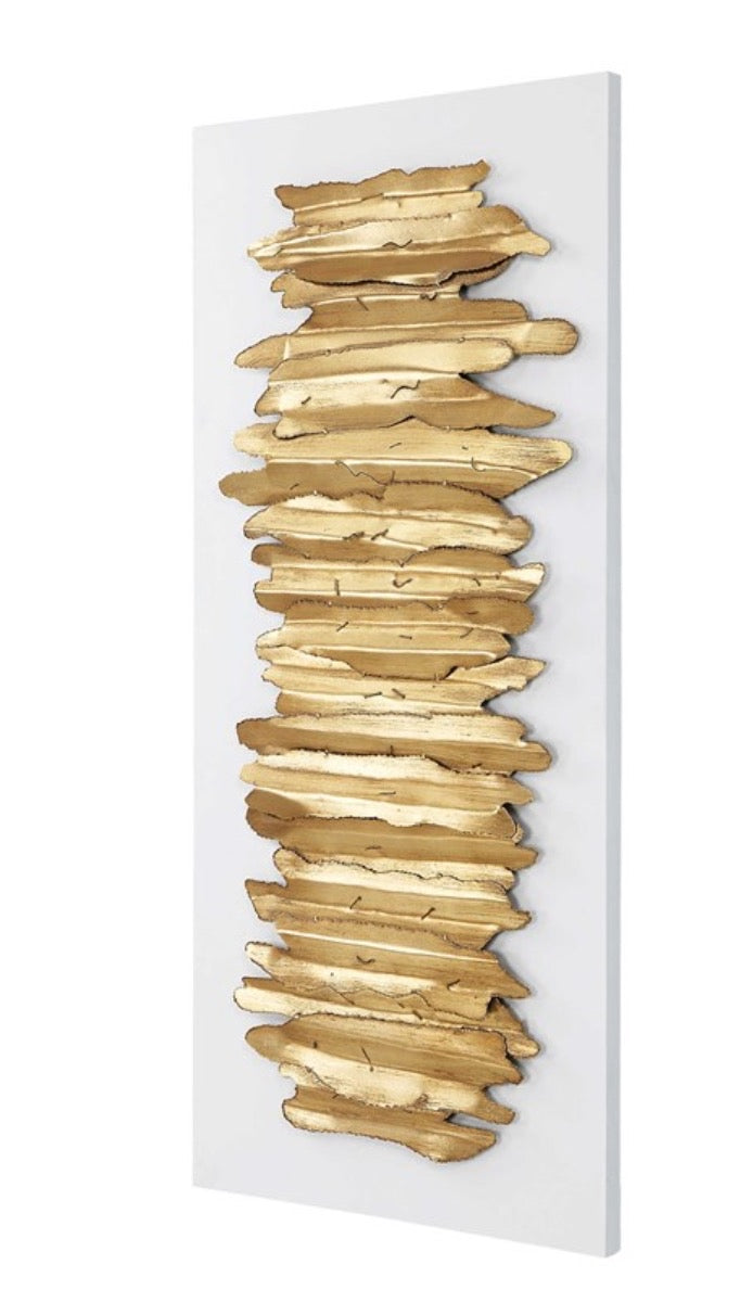 Gold & White Metal Wall Art Panel