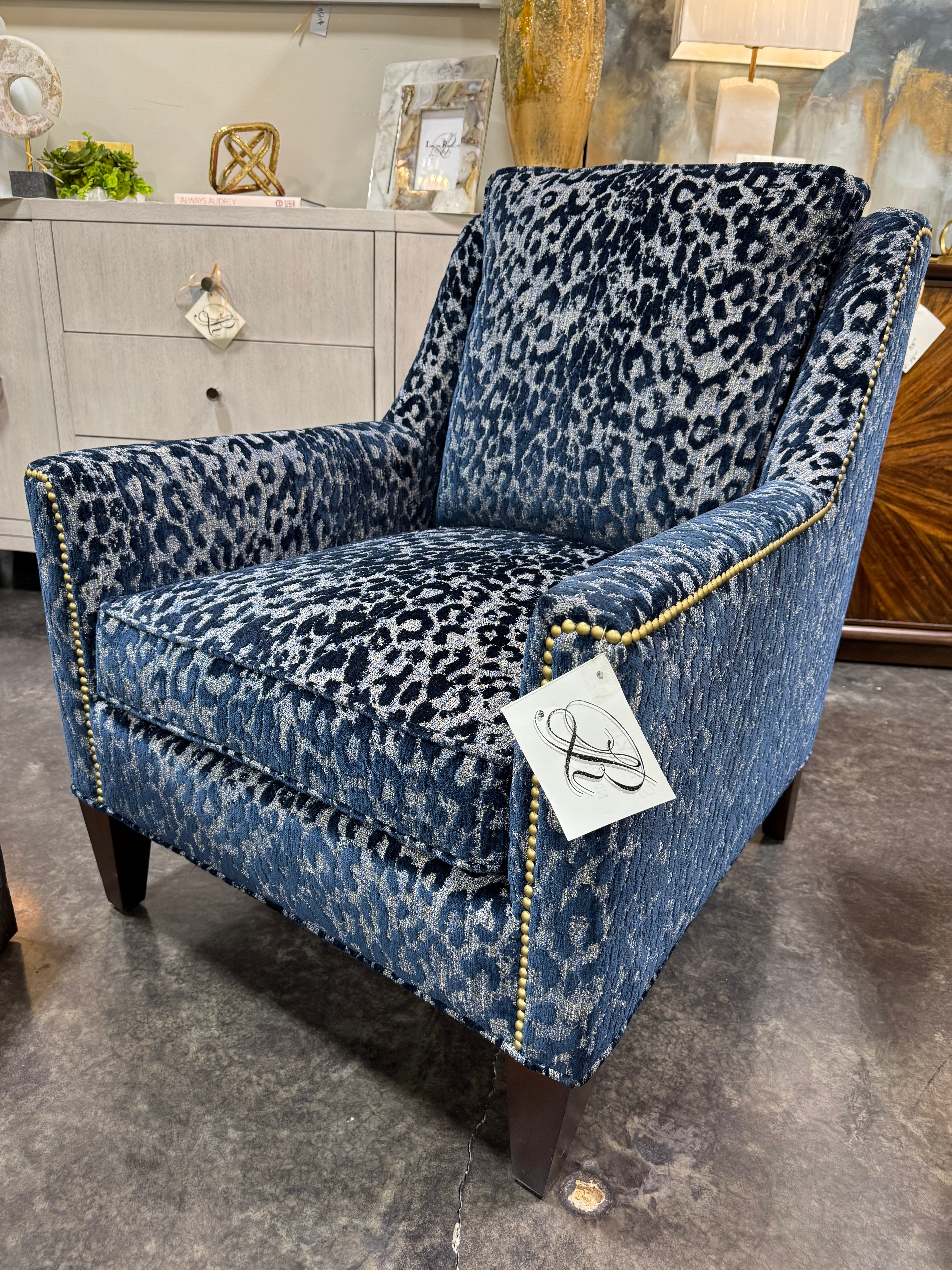 Blue Leopard Print Chair