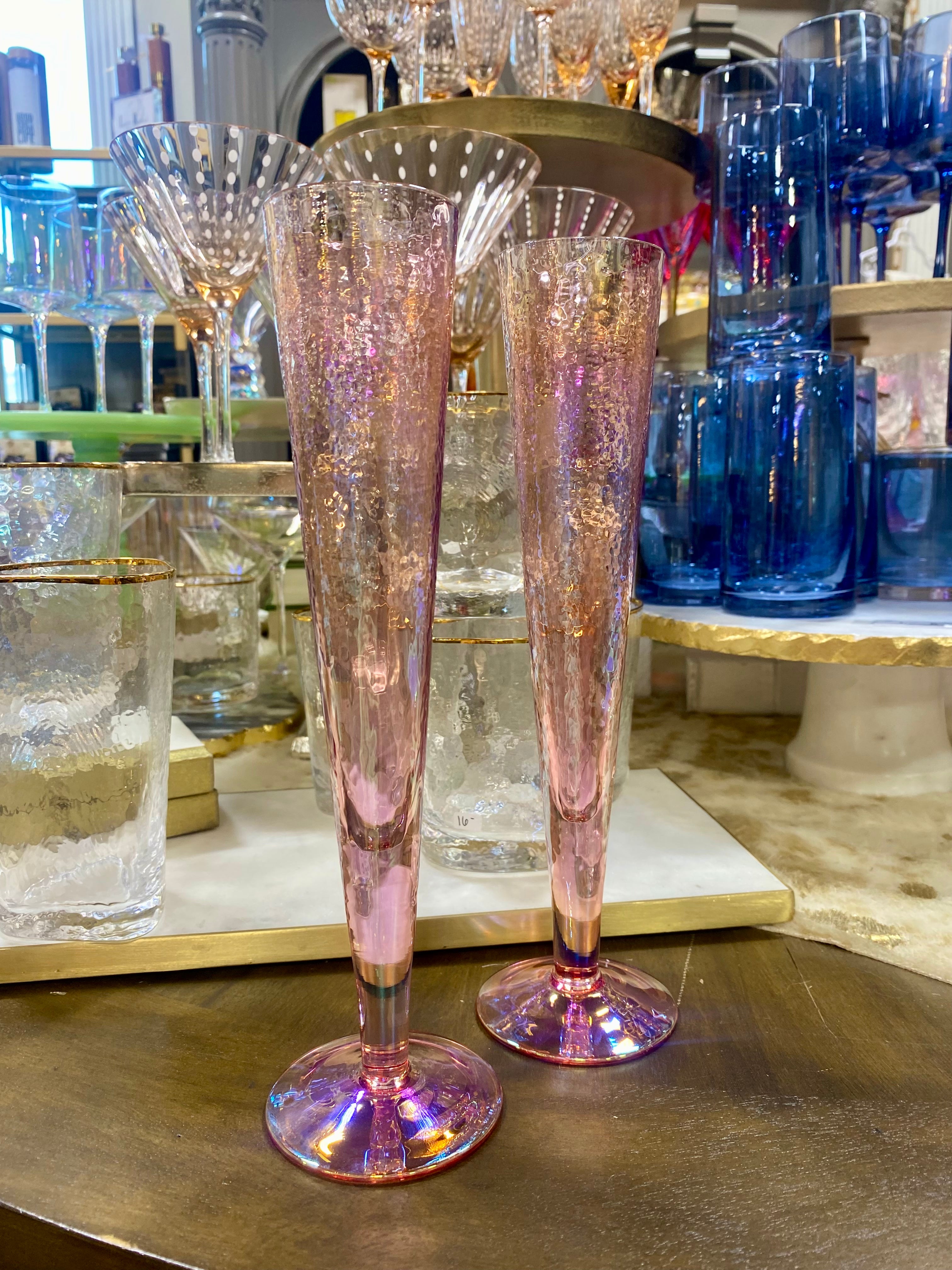 Pink Luster Champagne Glass