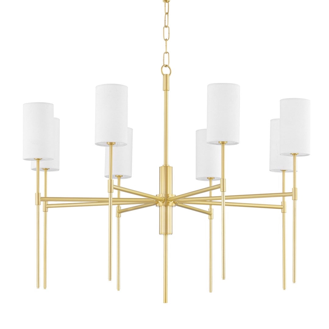 8 Light Gold Chandelier with Shades