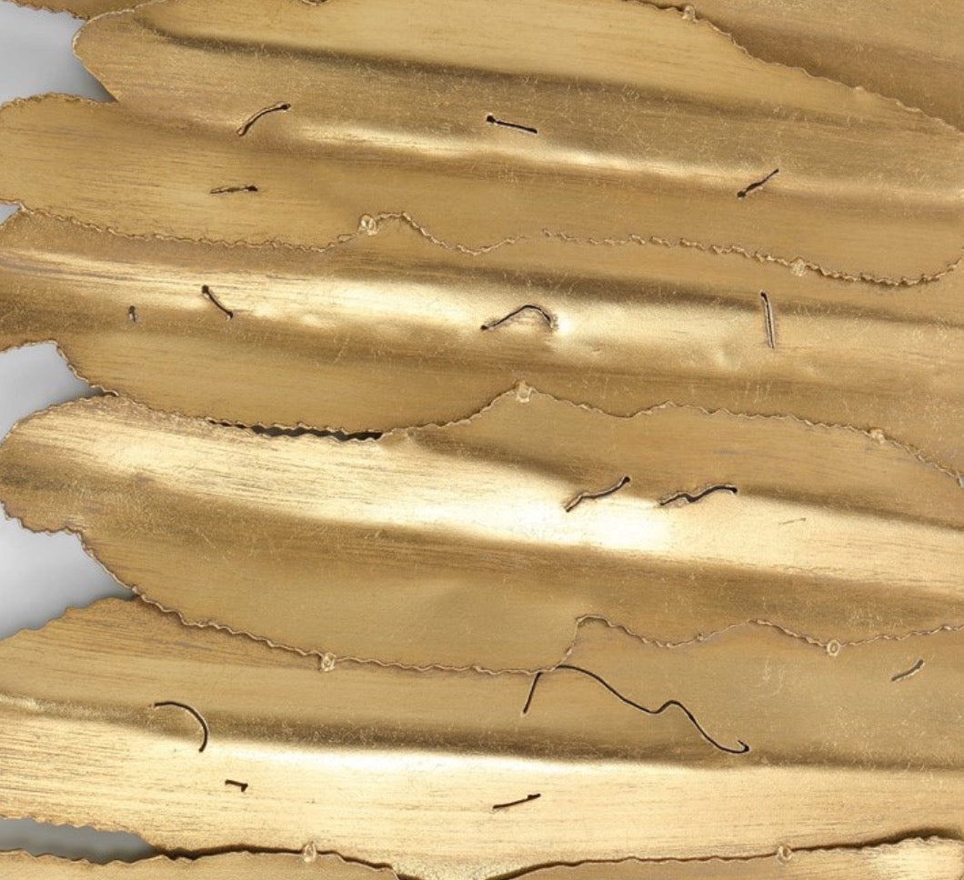 Gold & White Metal Wall Art Panel