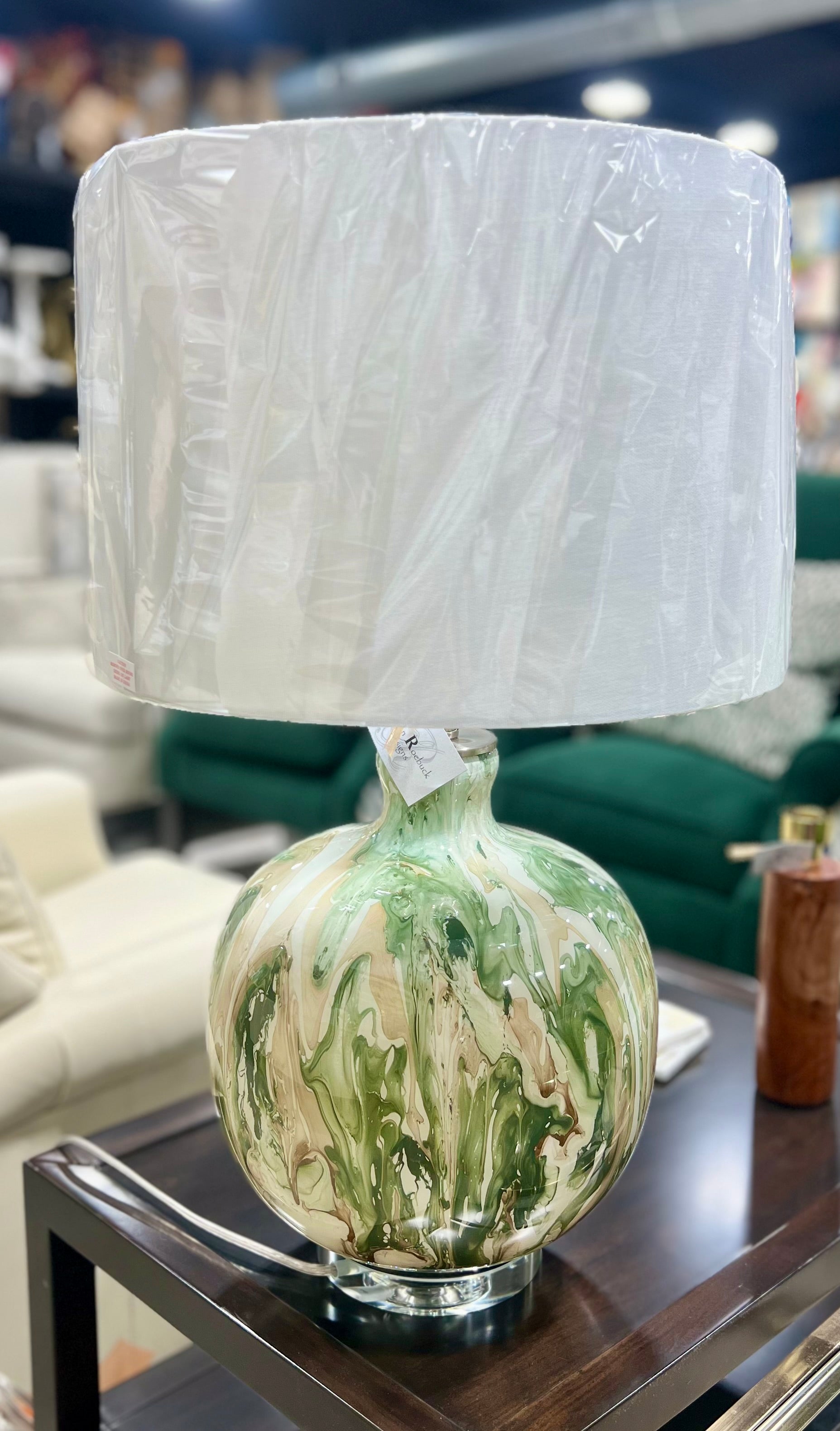 Green Marbled Table Lamp
