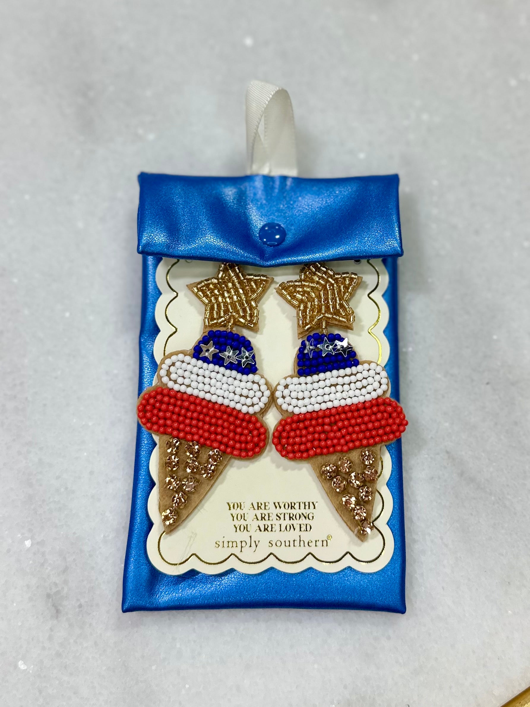 4th of July ice cream earrings