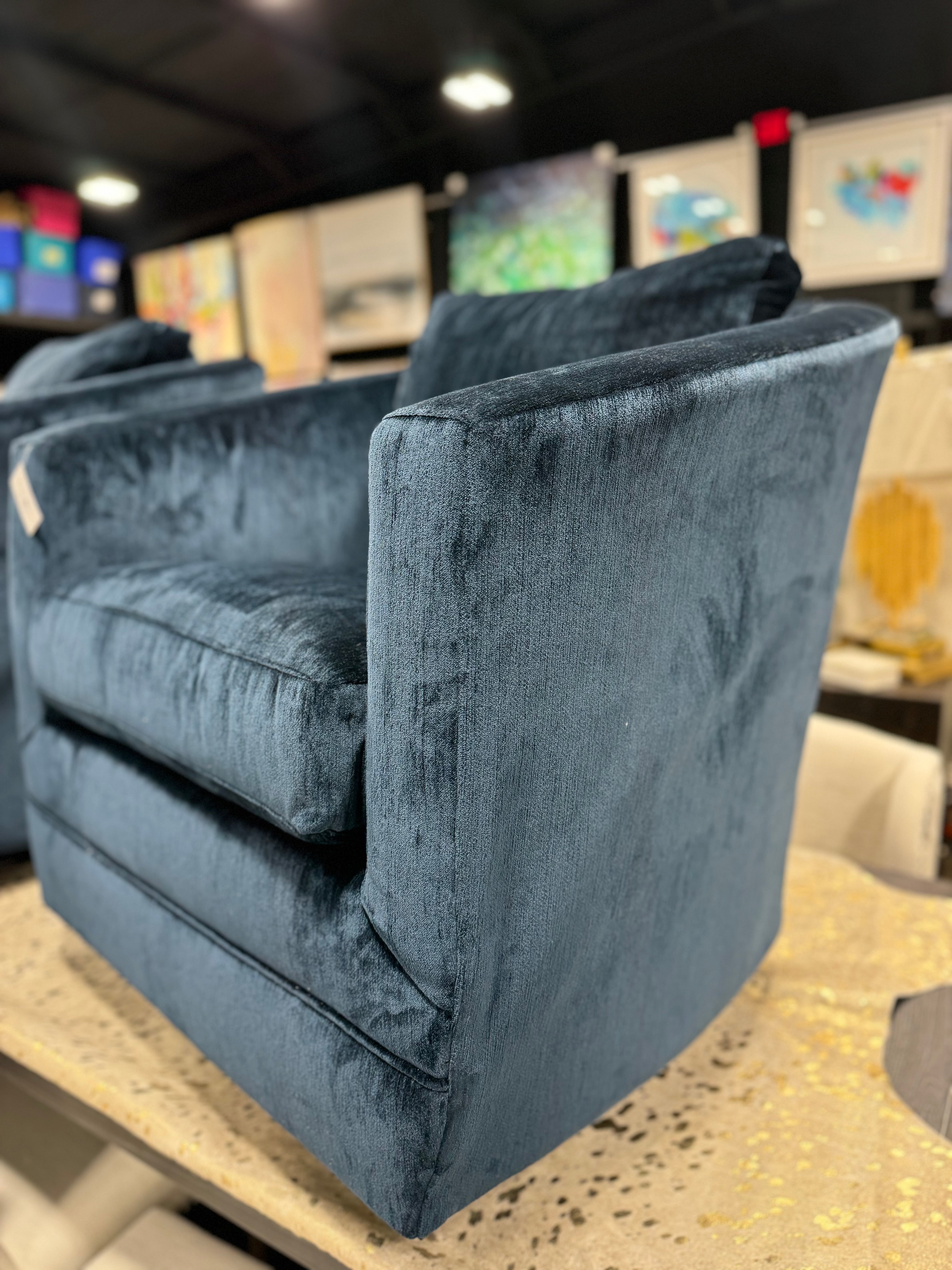 Craftmaster Navy Swivel Chair