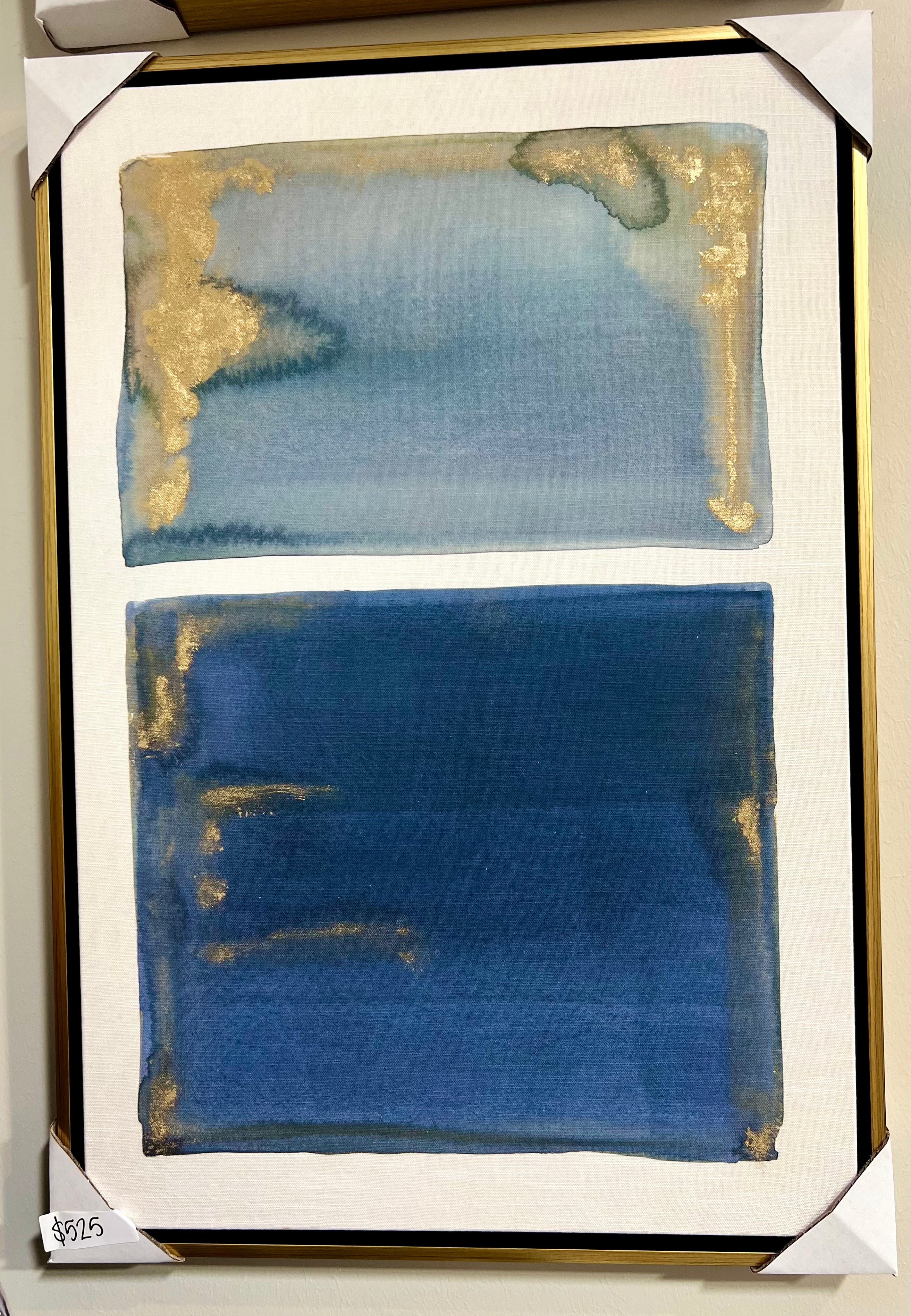 Blue and Gold Abstract Wall Art